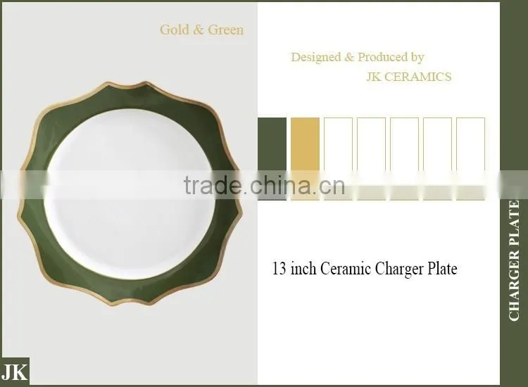 Elegant rimmed gold ceramic charger plate for wedding