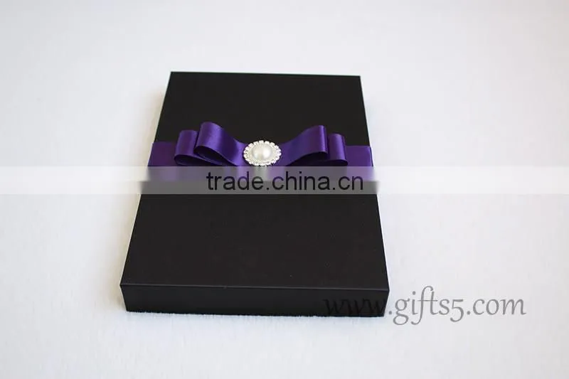 Handmade Black wedding invitation packaging boxes
