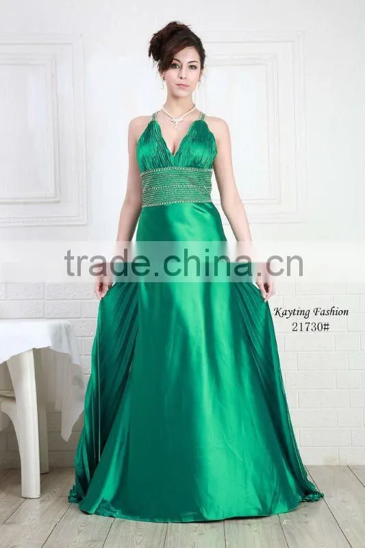 2012 Chic evening dress Green Sequins Beaded evening dress Sexy V-neck evening dress 21730