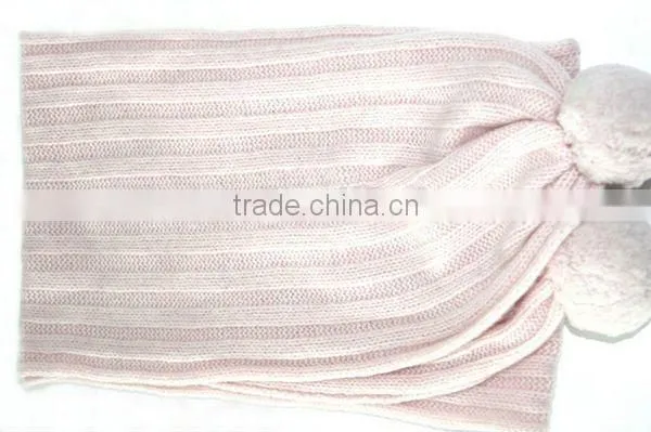 Baby Cashmere Stripe Hats with Ball hats &gloves sets
