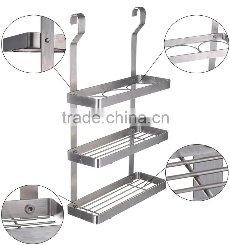 ESYLIFE Stainless Steel Hanging Kitchen Spice Rack, Silver (3 Tier)