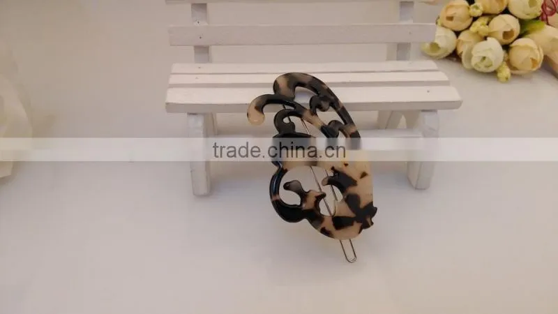 Hot sales brand name acrylic bobby pins adult fancy butterfly hair pin classic tortoise shell acetate hair pins