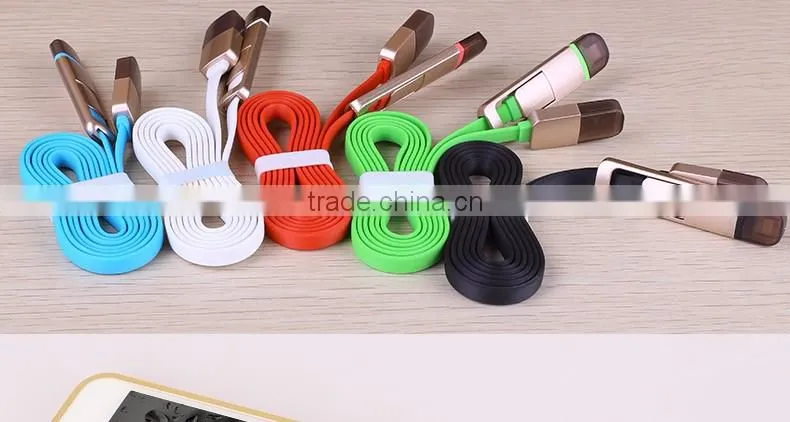 Diamonds 2in 1 Noodle USB Cable multi usb cable for samsung S6,S7&Iphone 6/6s/7