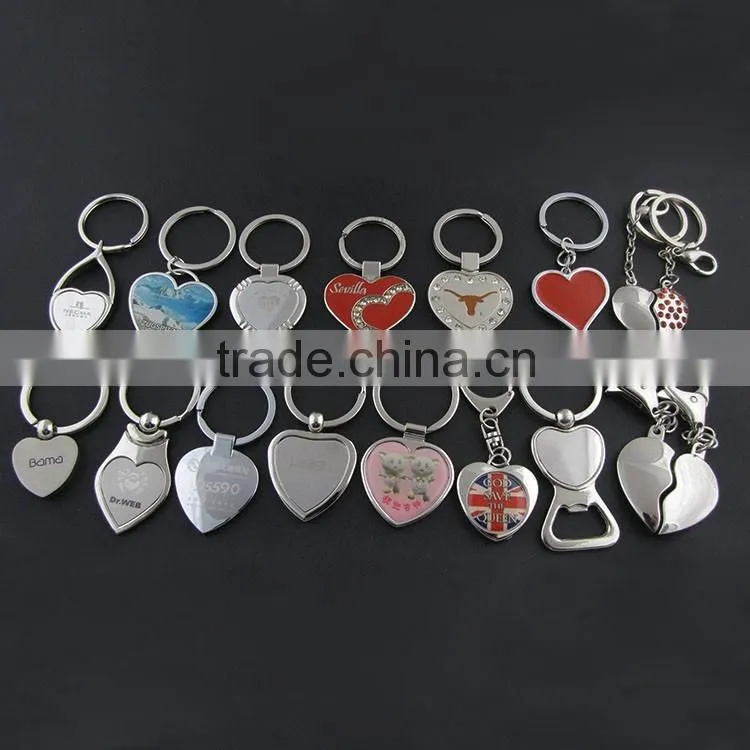 Metal heart keychain/promotional item heart shaped blank metal keychain