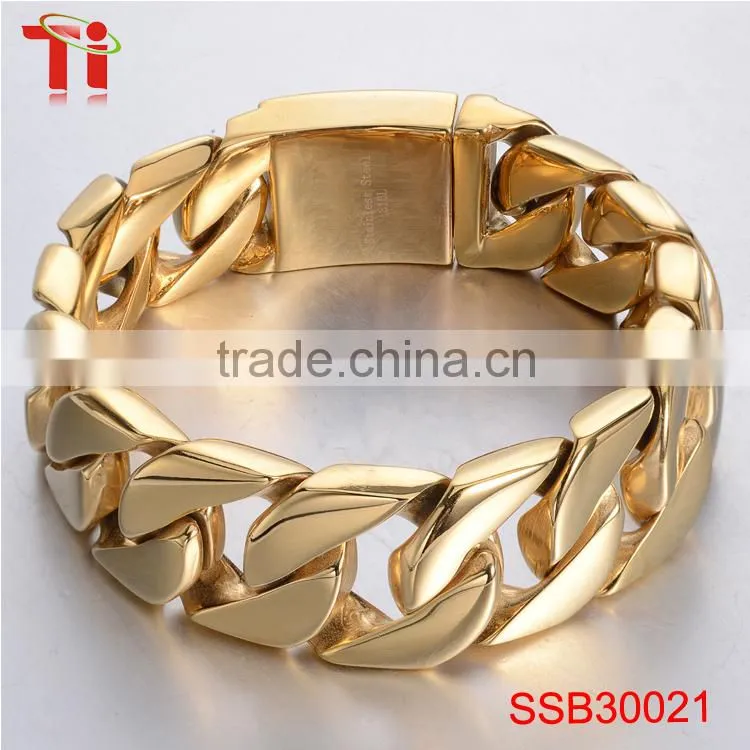 High quality men's bracelet 2016, fashion gold plated chain bracelet, wholesale new products bracelet