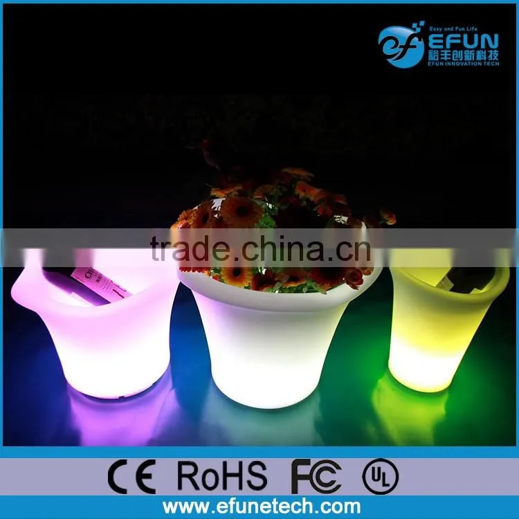 rechargeabale 16 color led garden flower pot,led illuminated plastic flower pot