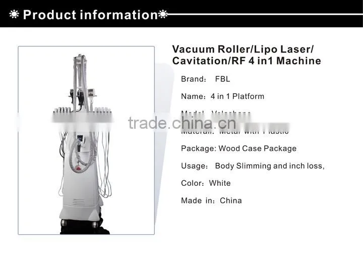 Two Vacuum Rollers+Six-polar RF+Infrared Laser+Valeshape Beauty Machine