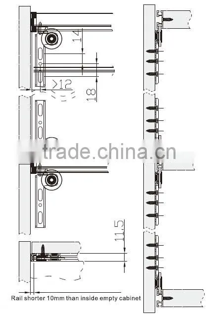 sliding door fittings for wardrobe sliding door