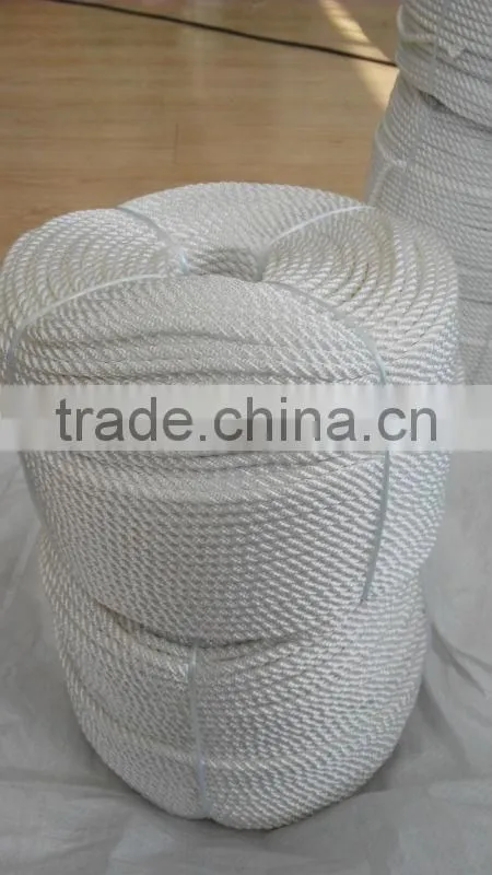 3 Strand White Polyester Twist Rope Abrastion resistive