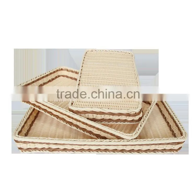 Environmently Supermarket plastic synthetic rattan fruit display tray