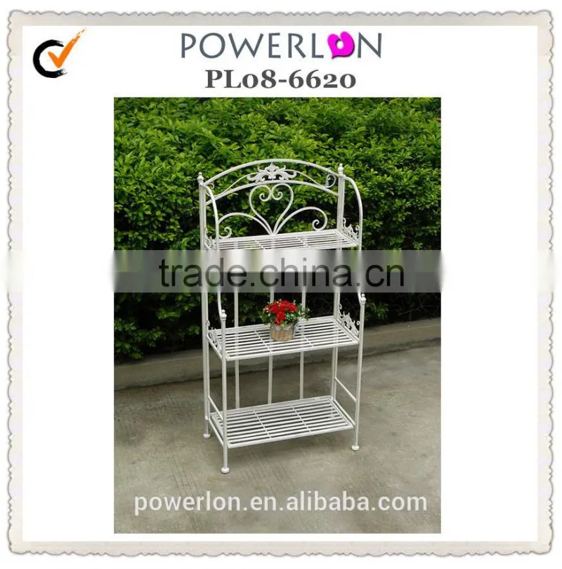 Highly Quality Retro Style Wrought Irons Antirust 4-tier Metal Garden Flower Shelf