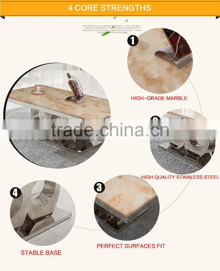 C406 Living Room Modern Design Rectangle White Marble Coffee Table