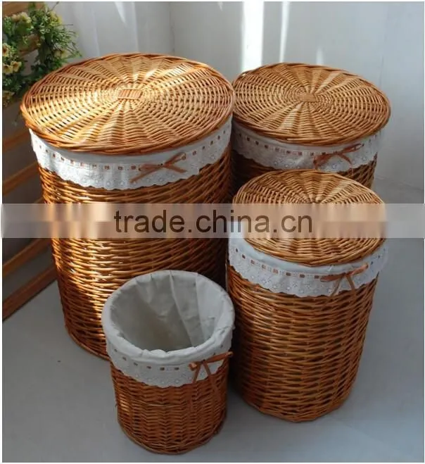 wicker material hand woven folding laundry basket with legs