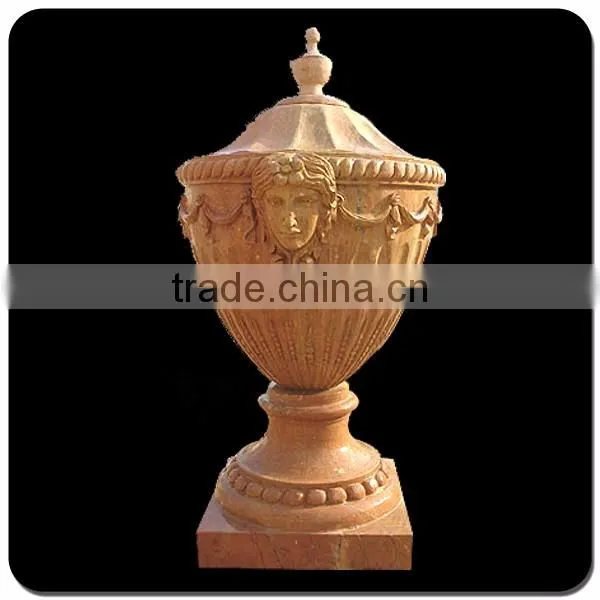 Hand carving man face garden granite flowerpot for sale