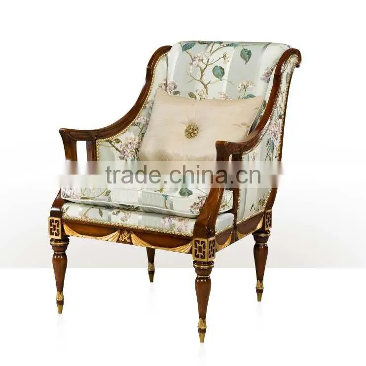 Nice Designed Classic European Solid Wood Carving Golden Royal Chair with Chinoiserie Influenced BF12-04264a