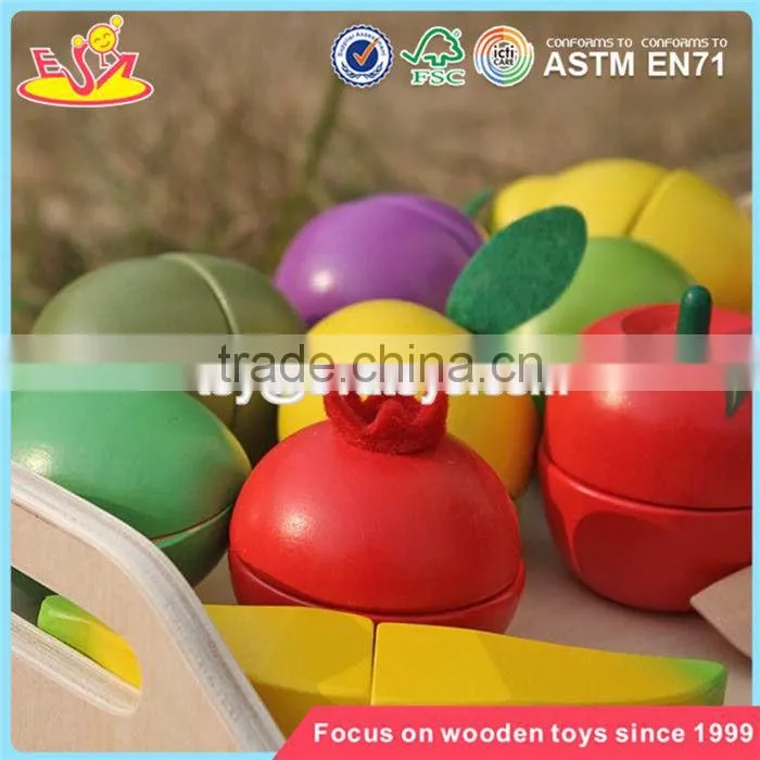 wholesale kids play kitchen toys wooden cutting fruit set funny wooden cutting fruit set for children W10B185
