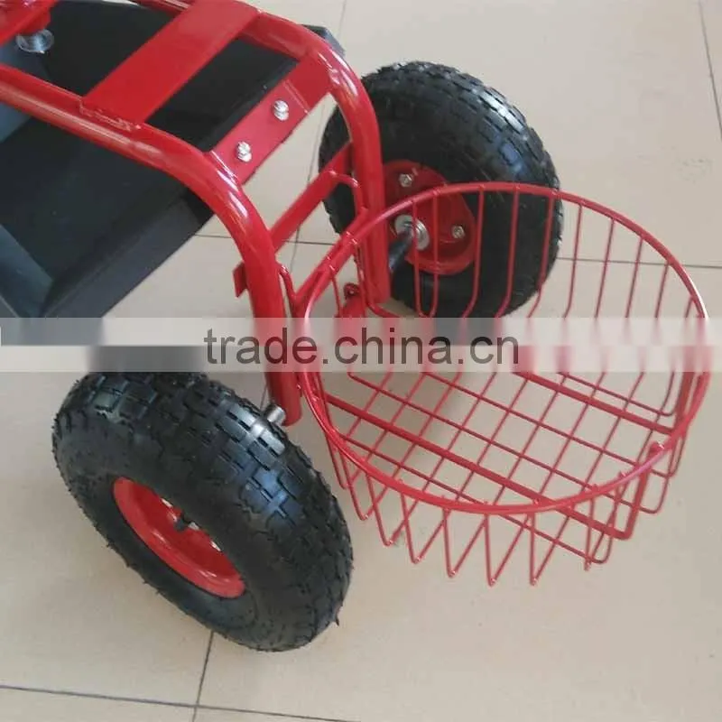 Heavy Duty Adjustable Tractor Garden Scoot with round basket