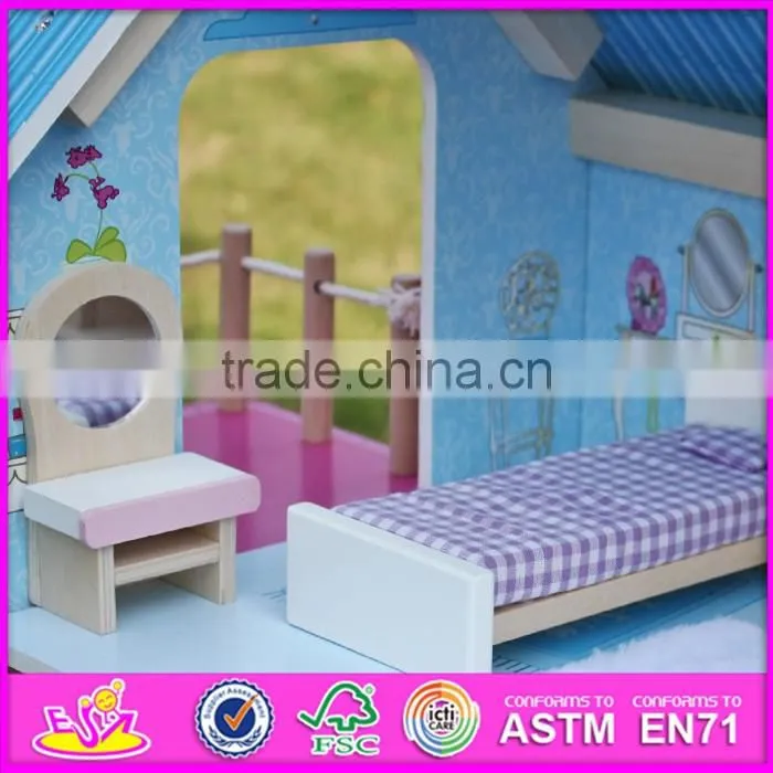 2016 new design home play children toy wooden dolls house miniatures W06A169