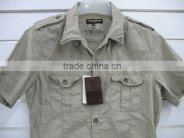 100% Cotton Poplin men's Crinkle Shirts , summer short sleeve shirts