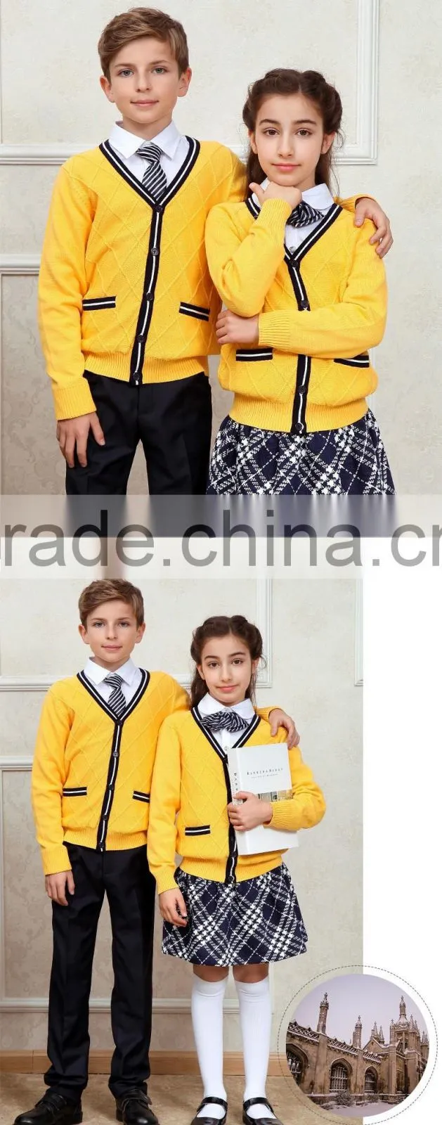 Cheap price pure color knitted school uniform manufacturers