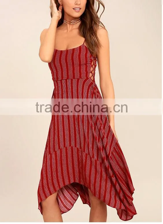 2017 new design women summer dress sexy sleeveless slit midi dress