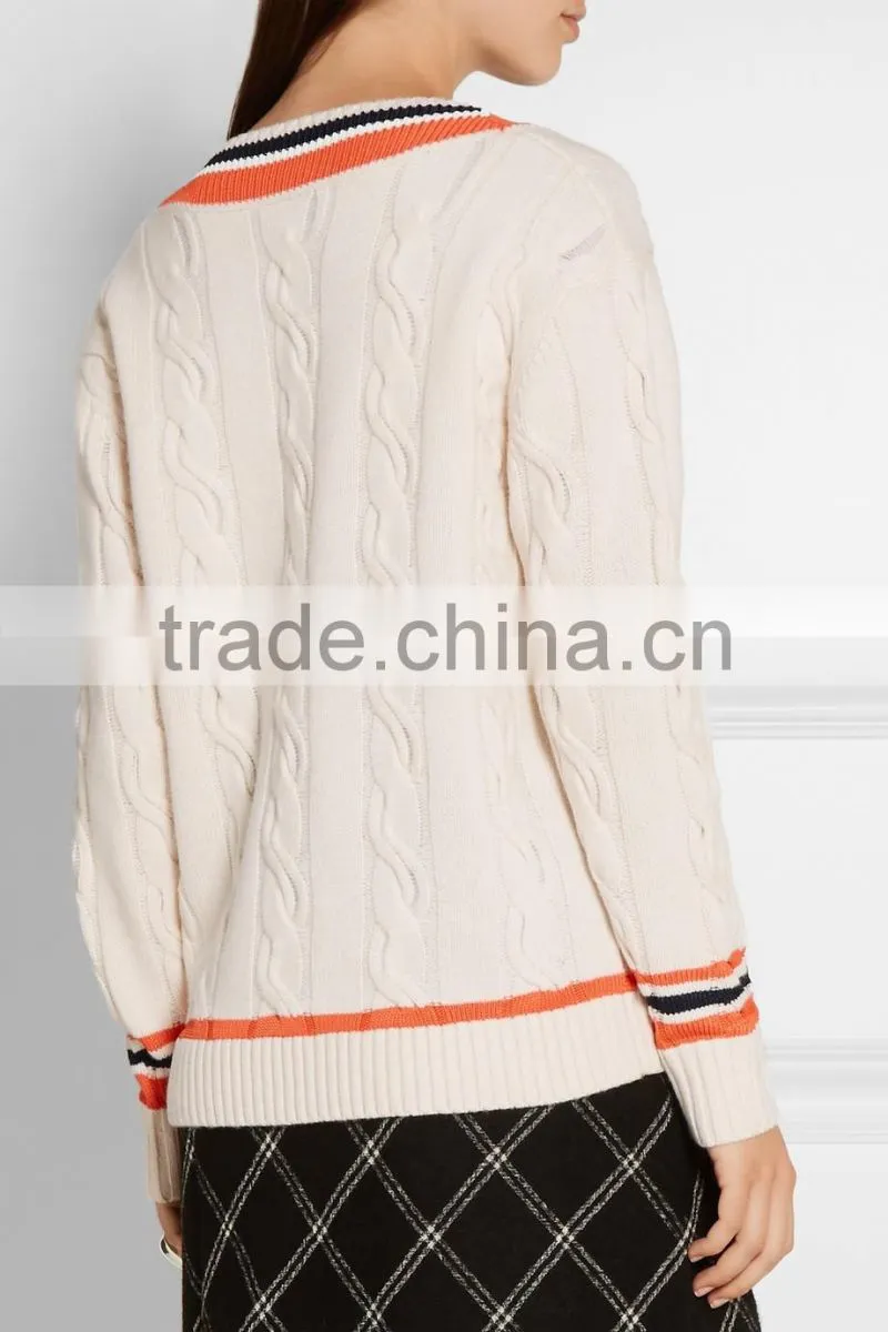 2017 V neck plain sweater woolen sweater design for ladies