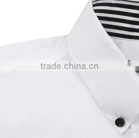 new men's slim fit brand contrast collar button down plain white dress shirt with long sleeves and pocket