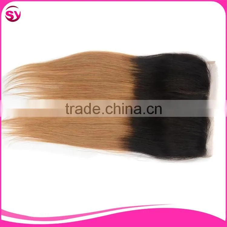 1B/27 Lace Closure Bleached Knots Ombre Blonde Hair Closure Piece, Free Parting Lace Closure Blonde