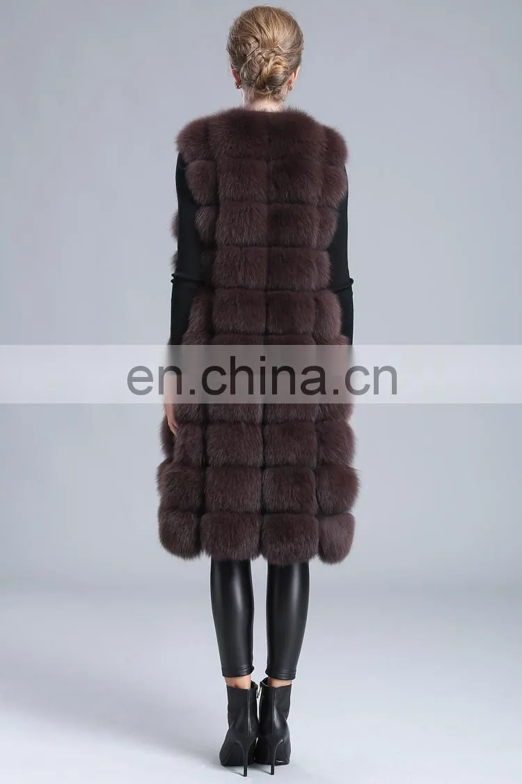 2016 Fashion Genuine Real Fox Fur Vest Women's Long Fox Fur Vests