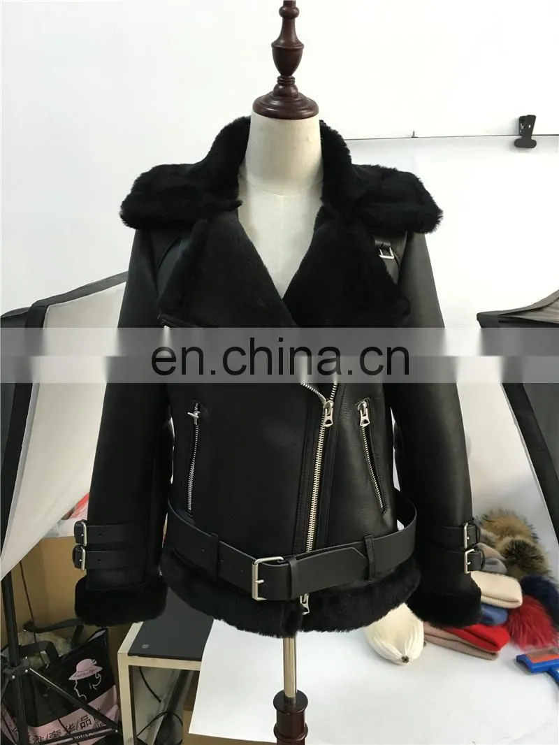 2016 Newest European Genuine Sheepskin Ladies Winter Coat Short Women Real Leather Coat