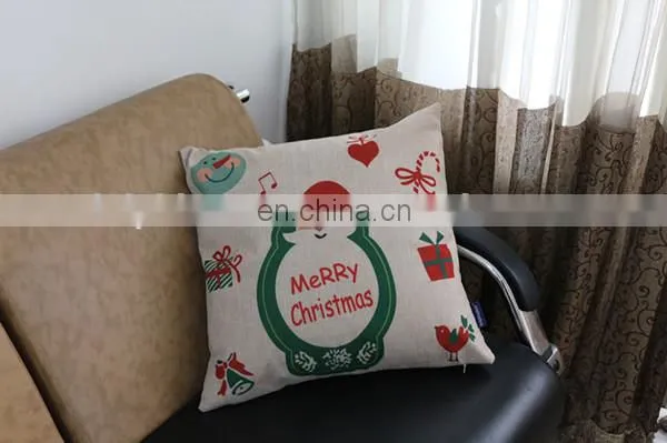 Custom christmas home decorative pillow cover fashion cute christmas new design cotton linen cushion cover