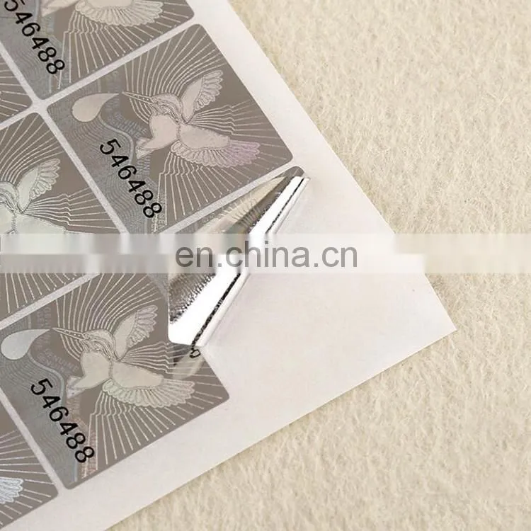 manufature custom waterproof laser anti-fake self adhesive sticker for convenient number paper label