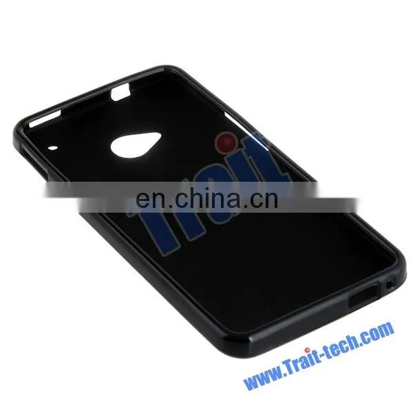 Large Stock Frosted TPU Gel Antiscratch Case for HTC One M7 Black