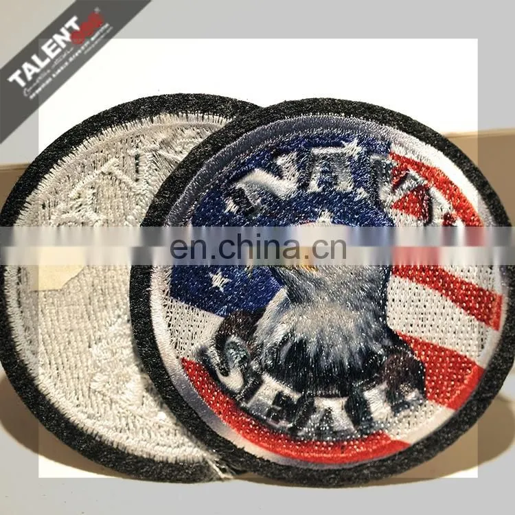 custom Laser cut overlocking bordure shaped woven badge for uniform garment