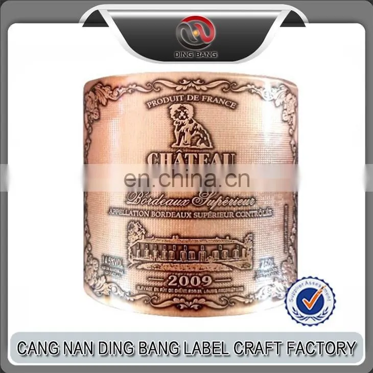 Wholesale Original and Cheap Wine Label 3D Embossed Wine Label