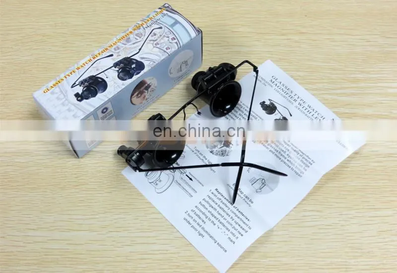 Binoculus Glasses Loupe LED Light 20X Eyewear Magnifier