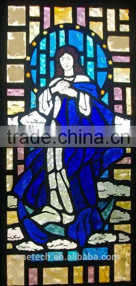 stained church window glass for interior or exterior decoration