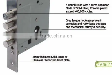 TRUST 4 Round BOLT High Security Mortise 70mm backset lock body