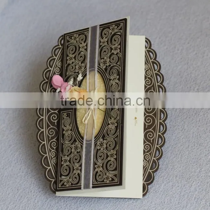 Classical Custom Wooden Laser Cut Wedding Invitation Card in Japanese
