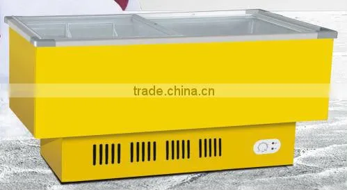 Large capacity island chest freezer for dumplings, frozen meat, chicken and sea food