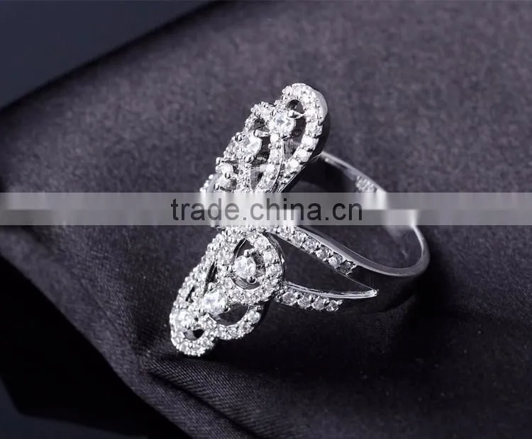 Beautiful Butterfly Shape Party Jewelry Platinum Plated Brass Jewelry Women CZ Ring