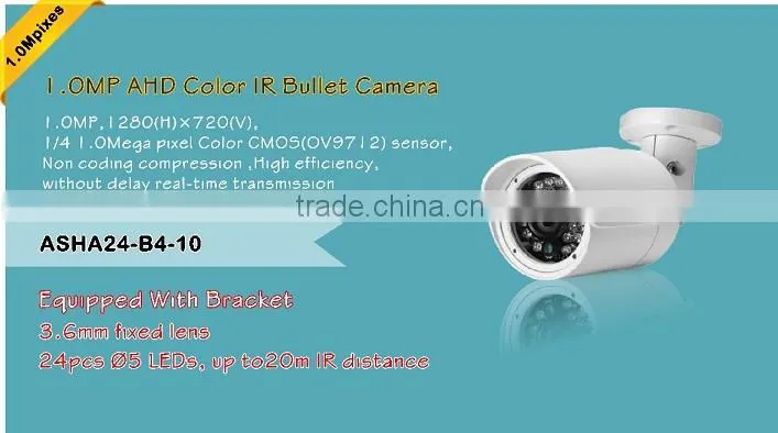 Mini AHD Bullet Camera 720P IR Bullet CCTV Camera Waterproof AHD Camera 3.6mm fixed lens, FCC,CE,RoHS Certification