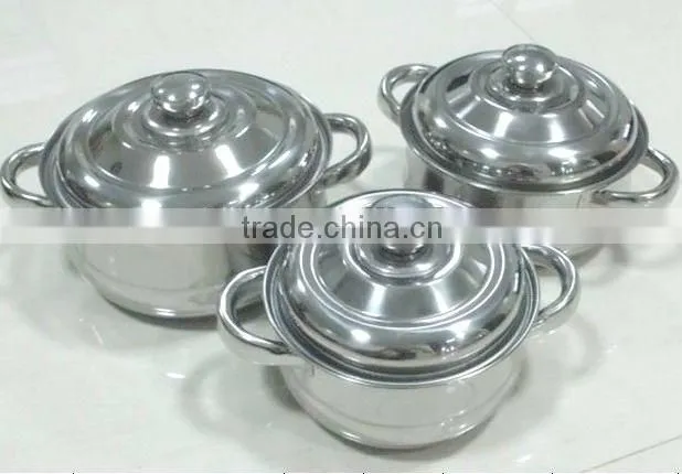 Stainless steel cookware set 3pcs belly casserole set