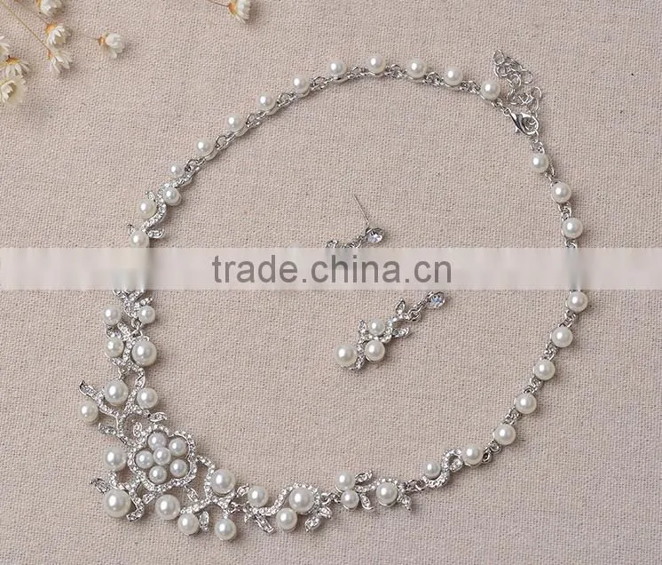 Latest Boutique Jewelry Sets For Women Alloy Pearl Bridal Jewelry Set Wholesale