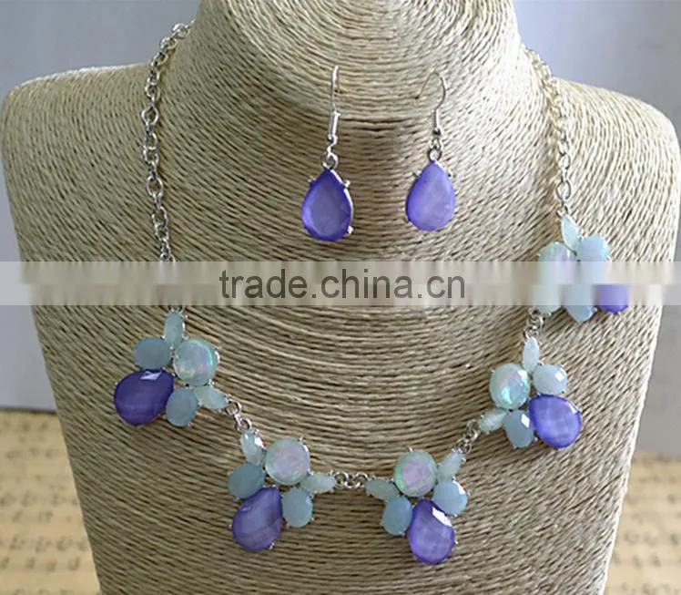 New Fashion style Flower necklace earring jewelry set resin pendant necklace set