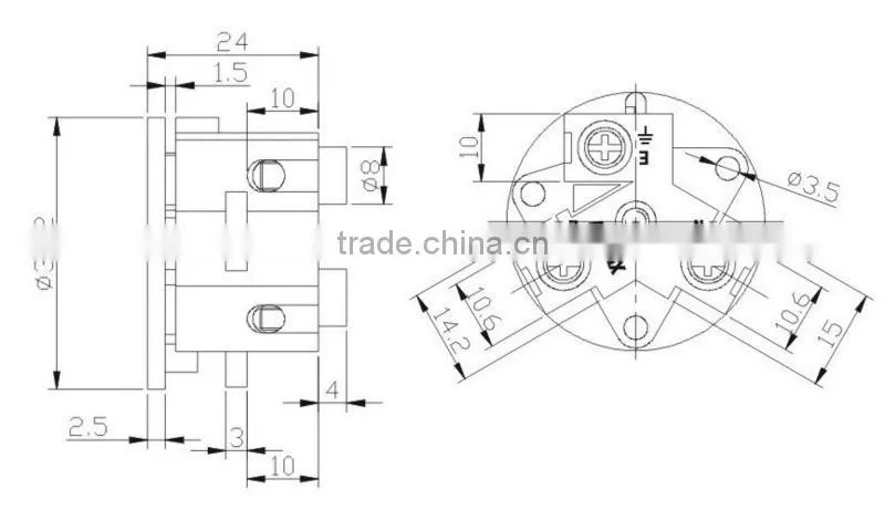 3 type China10A 250V AC usb socket