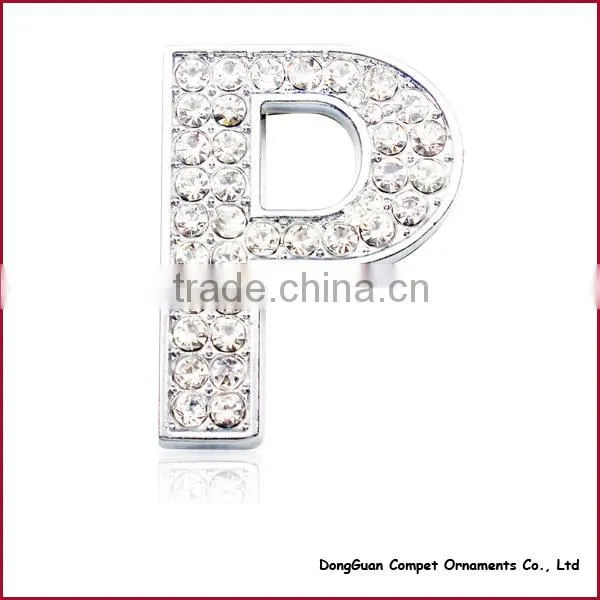 Diy pet Collar Accessories Alloy Alphabets 30mm Full Rhinestone Slide Letters