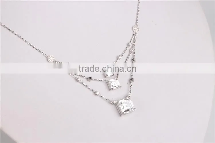 2015 hight quality 18k White Gold With 3 Layer Engagement Necklace