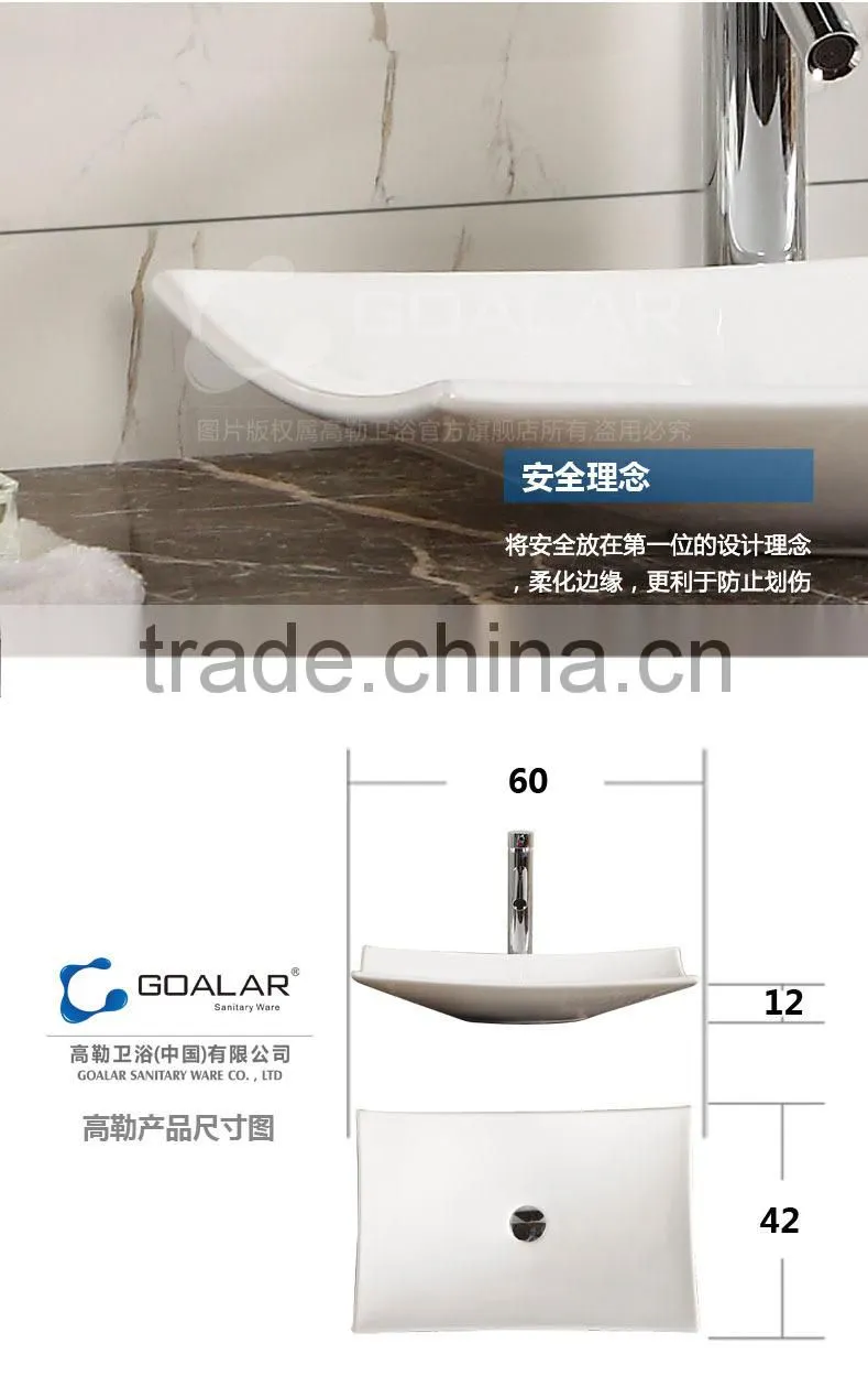 European Design Sanitary Ware Bathroom Ceramic Sink Above Counter Wash Basin New Art Basin