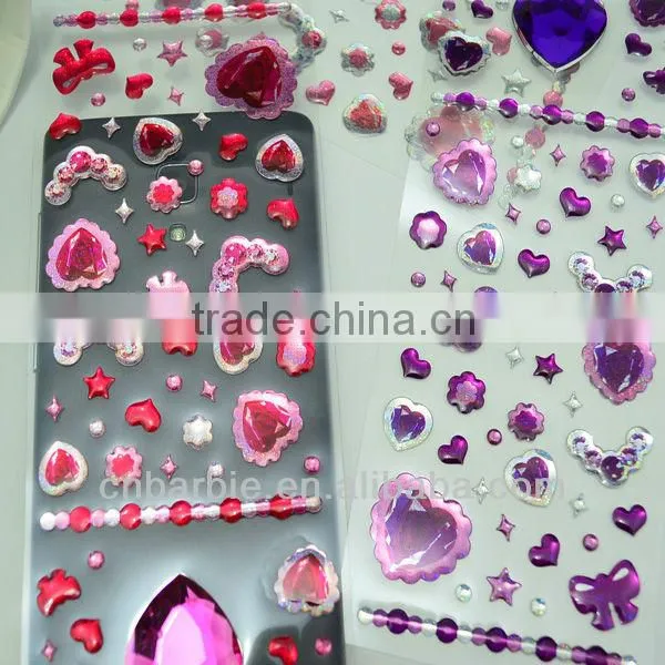 acrylic stone diamond shaped mirror sticker